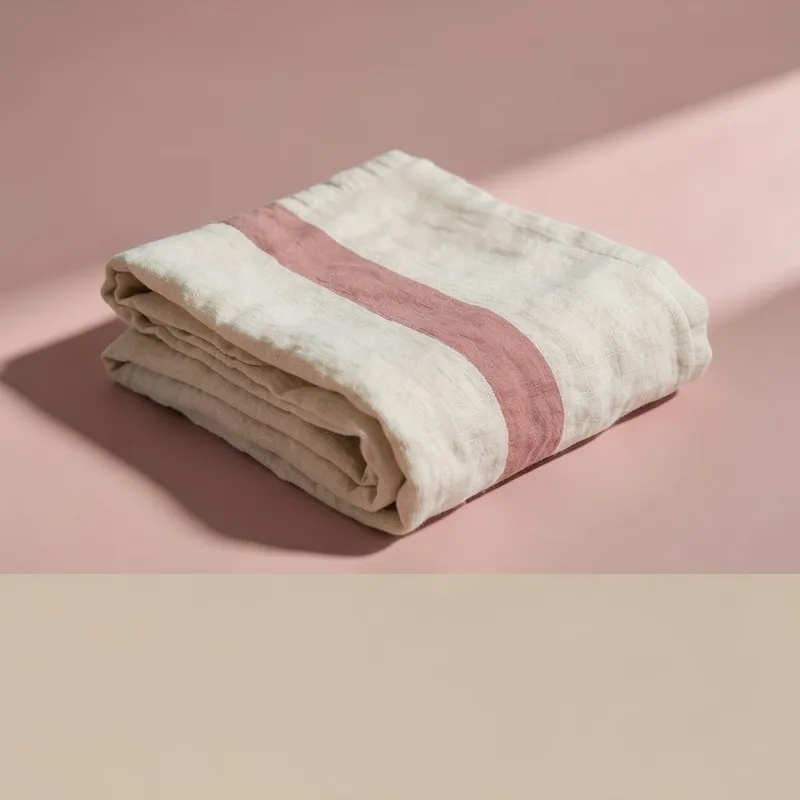 Example ad for Linen & Loom: Chunky linen with a rose stripe